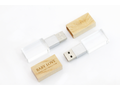 S800 薄型木蓋水晶隨身碟 | Crystal style usb flash drive with wooden cover |